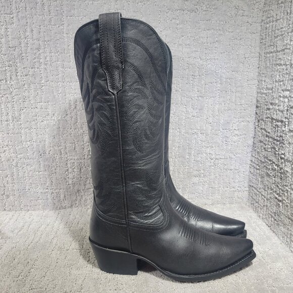Tecovas The Annie Women's Size US 7.5 Midnight Cowhide Leather Cowgirl 14" Boots - Picture 2 of 11